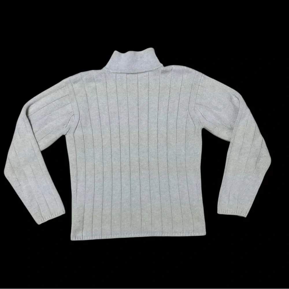 🆙 Polo Jeans Co. RL ¼‑Zip Ribbed Mock‎ Neck Sweater Size L Light Gray